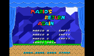 Screenshot Thumbnail / Media File 1 for Super Mario World (USA) [Hack by Stark v1.0Beta] (~Mario's Return Again)